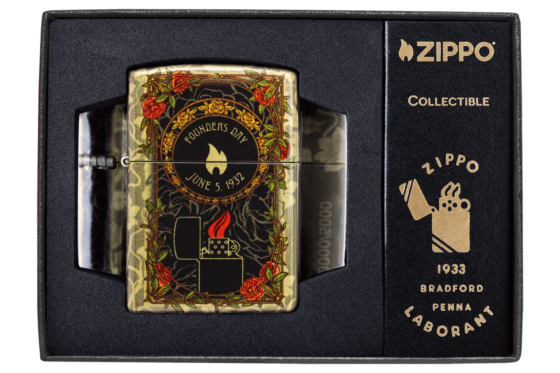 Zippo 2025 Founder's Day Collectible 540 Tumbled Brass Windproof Lighter in its packaging.