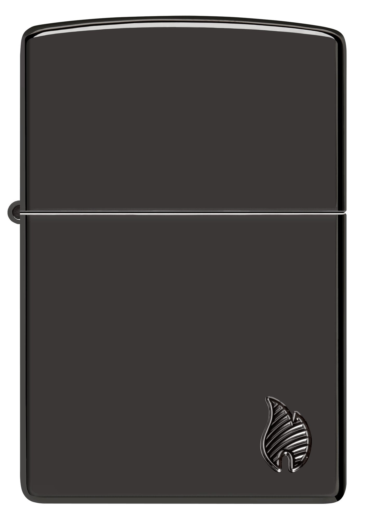 Front view of Zippo Armor® Series Flame High Polish Black Windproof Lighter.