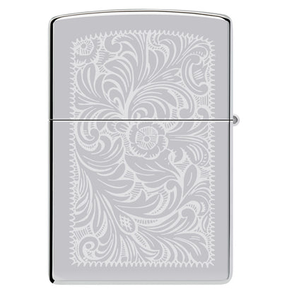 Back view of Zippo High Polish Chrome Venetian® Windproof Lighter.