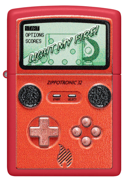 Front view of Zippotronic Design Red Matte Windproof Lighter.