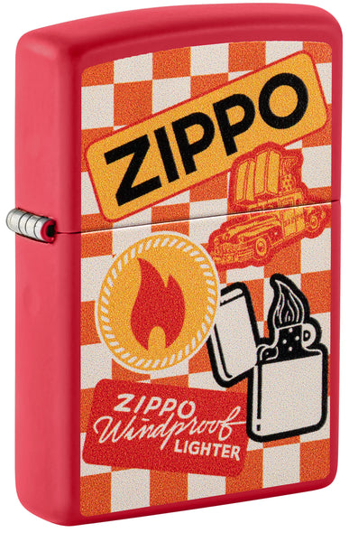 Sleek And Windproof: Zippotronic Design Red Matte Pocket Lighter, Model 46700. A Classic Style With A Modern Matte Red Finish. Windproof Design Works Every Time.