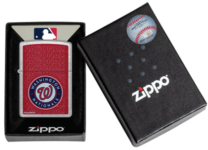 Zippo MLB® Washington Nationals Street Chrome Windproof Lighter in its packaging.