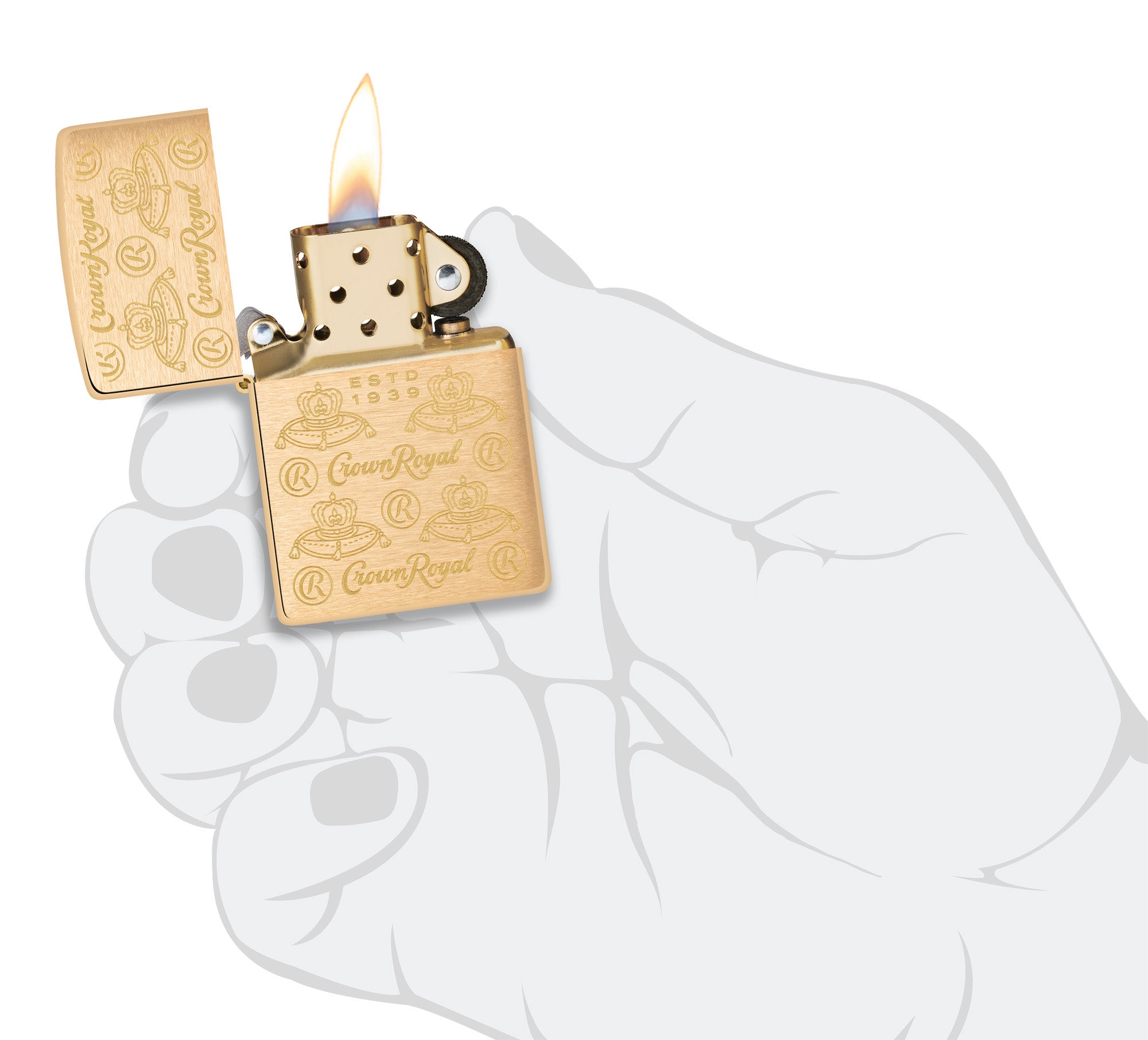 Zippo クラウンロイヤルウイスキー Zippo Crown Royal® Elegance Design Brushed Brass Windproof