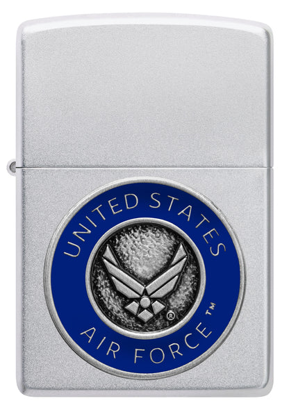 Front view of Zippo United States Air Force™ Emblem Satin Chrome Windproof Lighter.