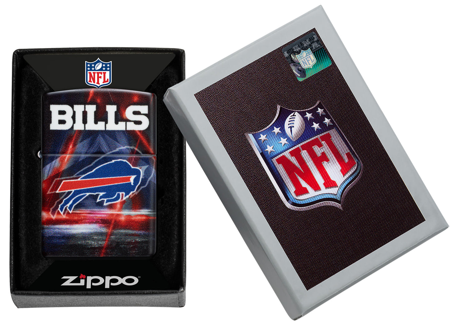 Zippo NFL Buffalo Bills 540 Matte Windproof Lighter in its packaging.