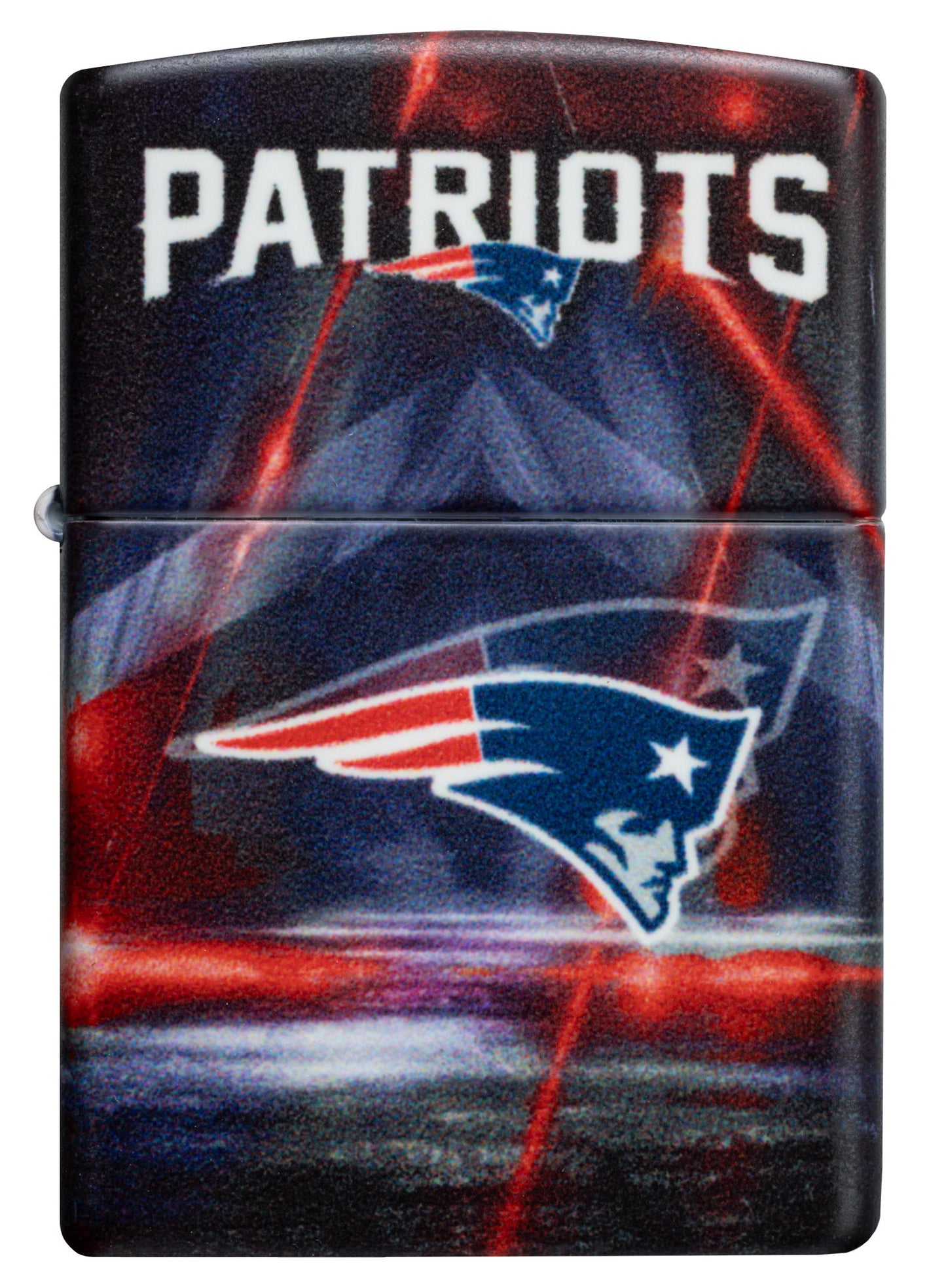 Front view of Zippo NFL New England Patriots 540 Matte Windproof Lighter.