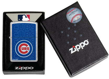 Zippo MLB® Chicago Cubs Street Chrome Windproof Lighter in its packaging.