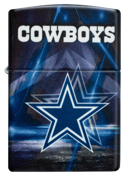 Front view of Zippo NFL Dallas Cowboys 540 Matte Windproof Lighter.