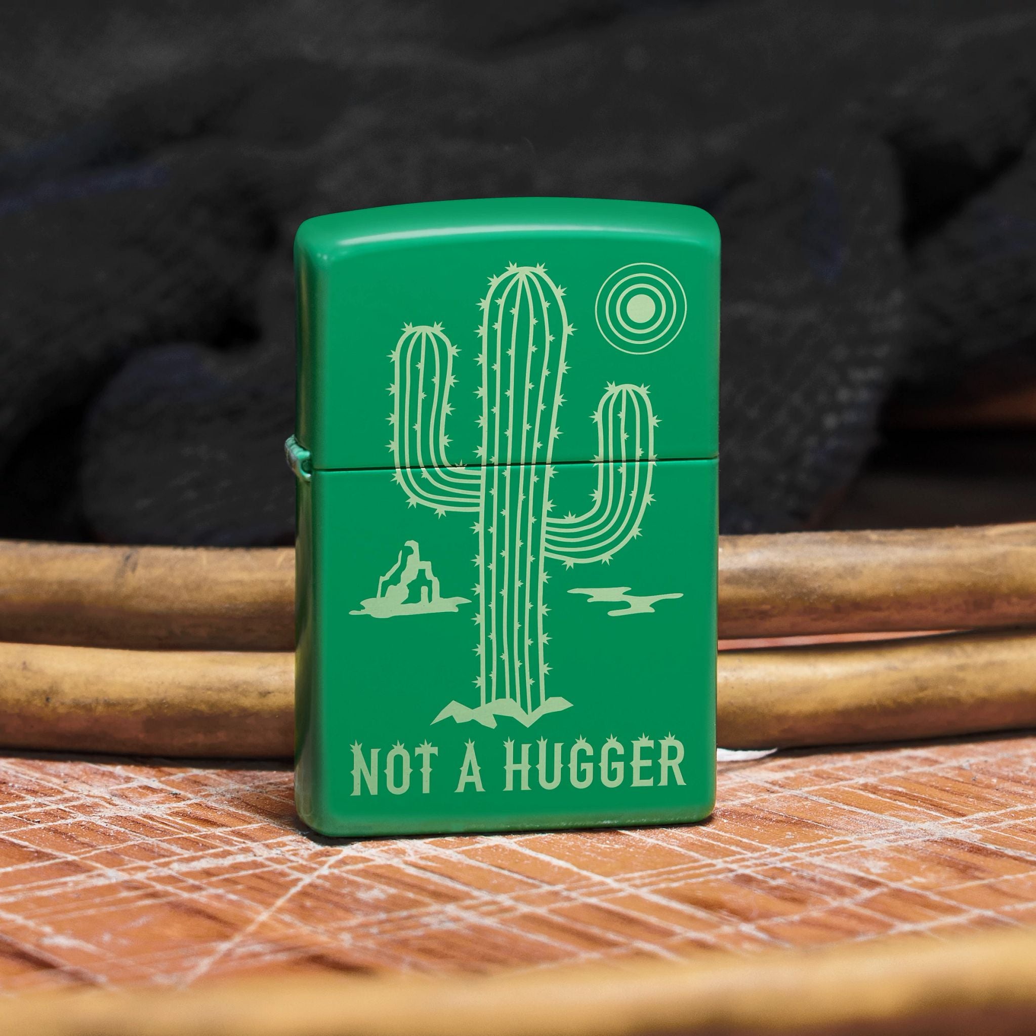 Zippo Not a Hugger Design Grass Green Matte Windproof Lighter