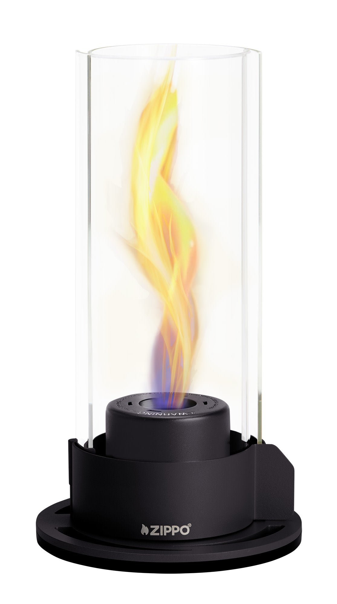 Front view of Zippo FlameScapes™ Spiral Fire Feature in black lit.