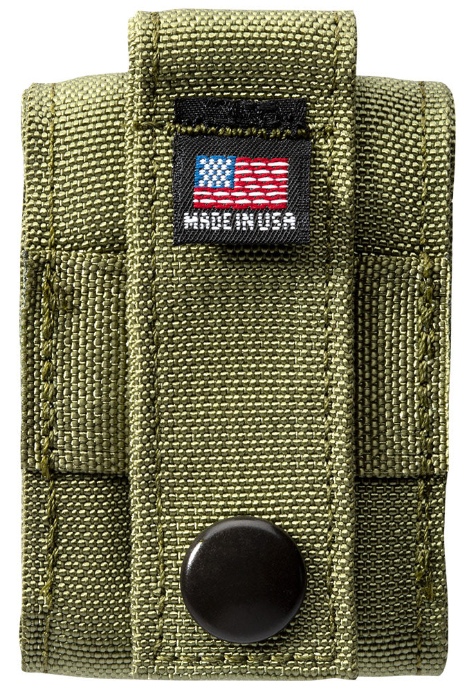 Back of OD Green Tactical Pouch with "Made in USA" tag
