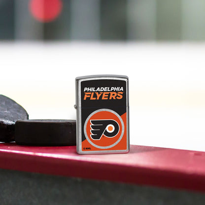 Front view of Zippo NHL® Philadelphia Flyers® 2024 Street Chrome™ Windproof Lighter.