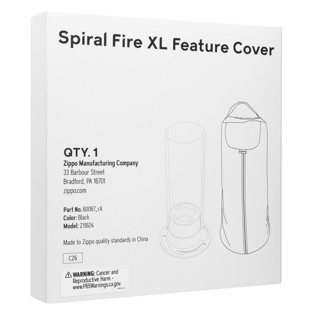 Zippo FlameScapes® Spiral Fire Feature XL Cover in its packaging standing at a 3/4 angle. 