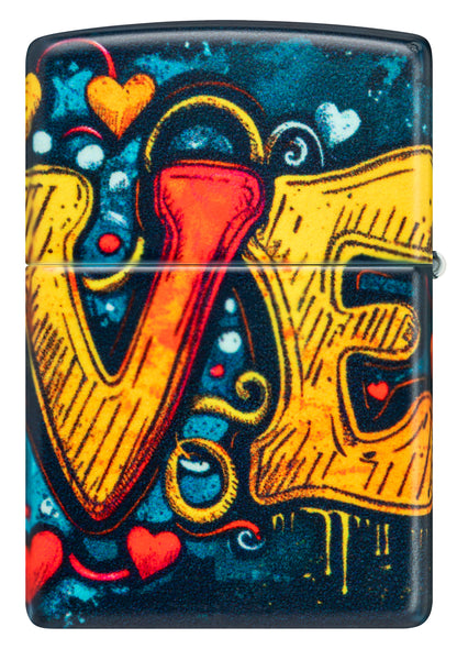 Back view of Zippo Love Mural Design 540 Matte Windproof Lighter.