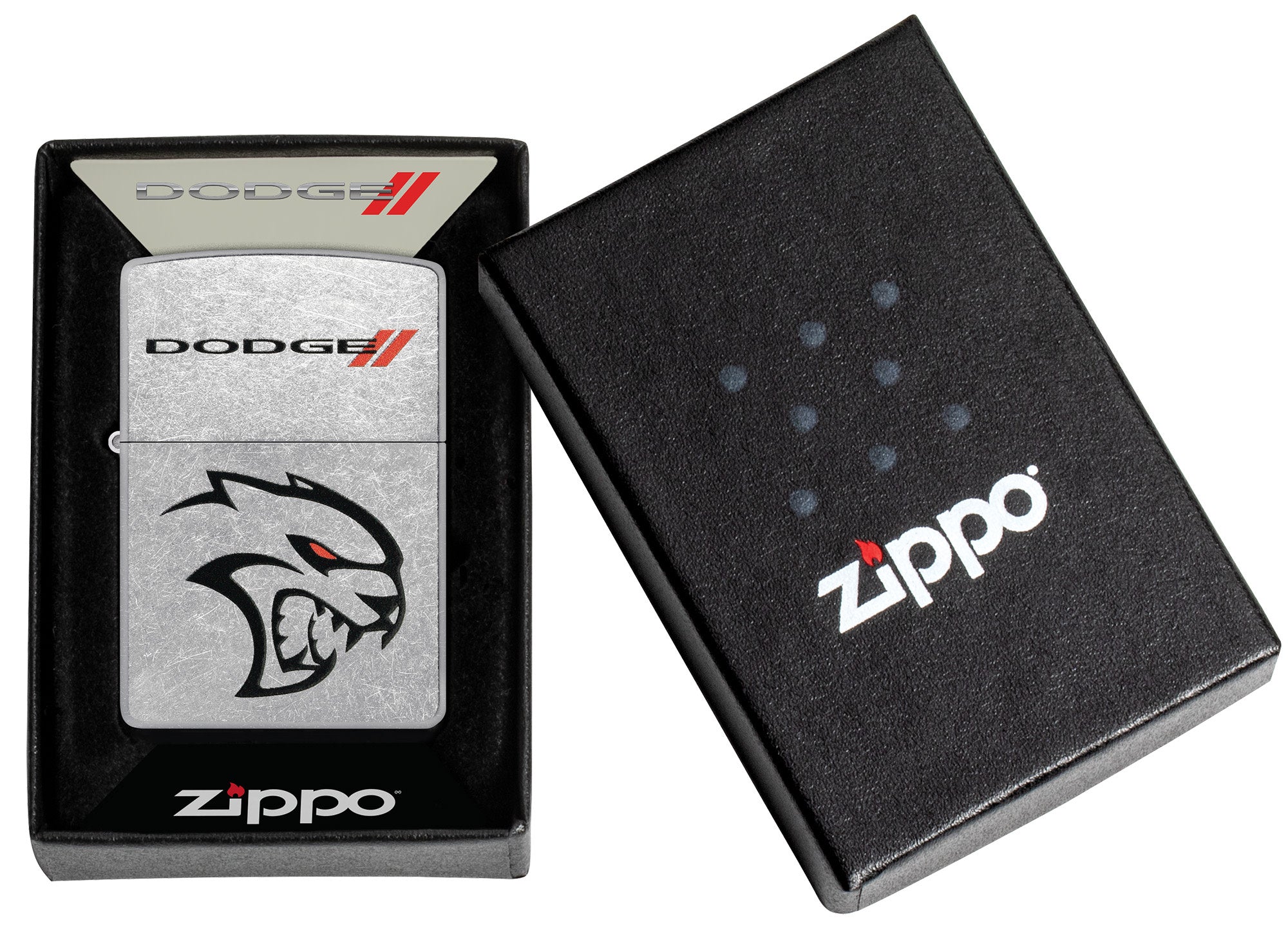 Authentic Zippo lighter DODGE RAM STRIPES Brushed Chrome with logo