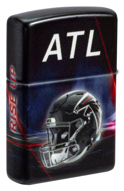 Back shot of Zippo NFL Atlanta Falcons 540 Matte Windproof Lighter standing at a 3/4 angle.