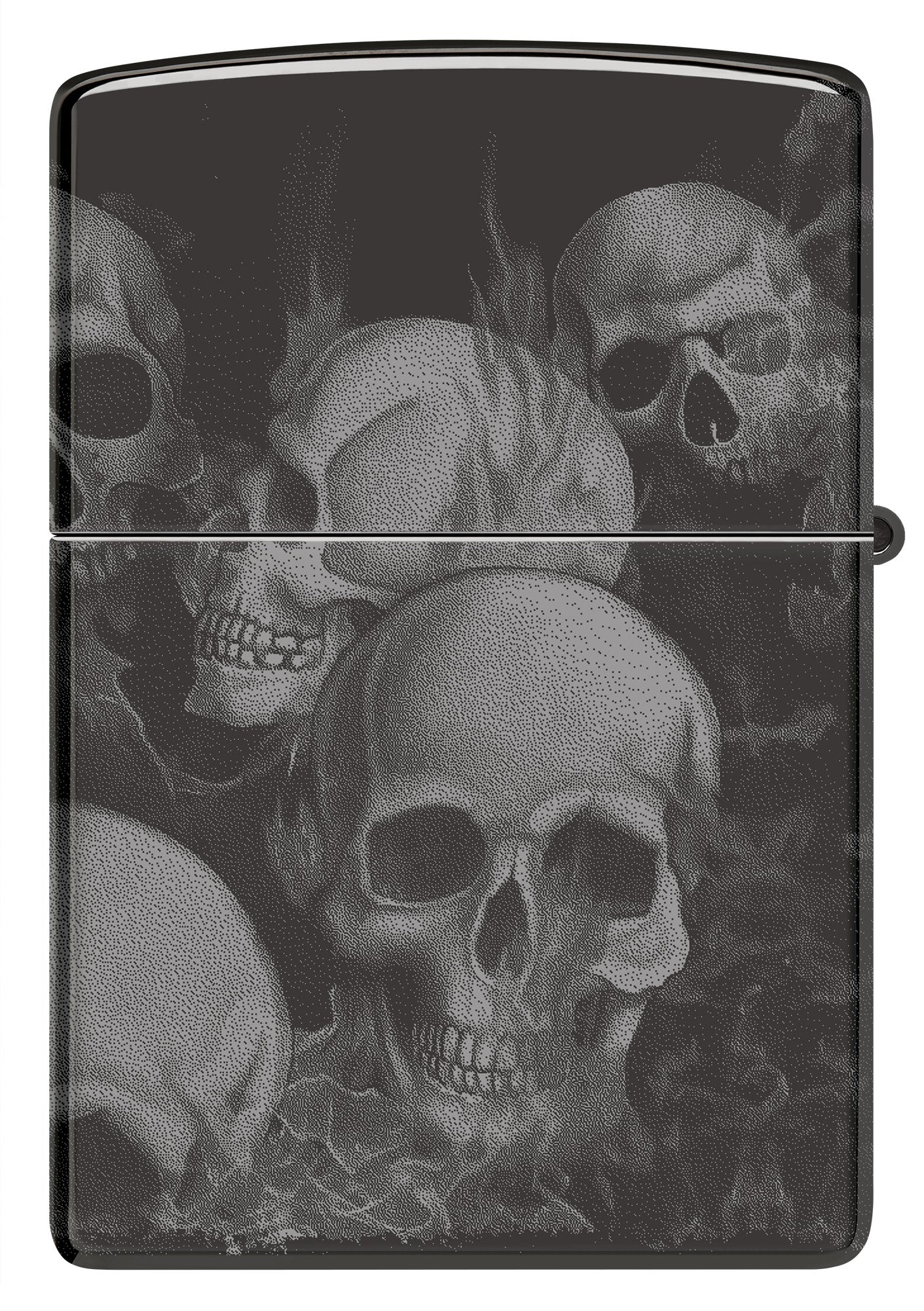 Back view of Zippo Skulls High Polish Black Windproof Lighter.