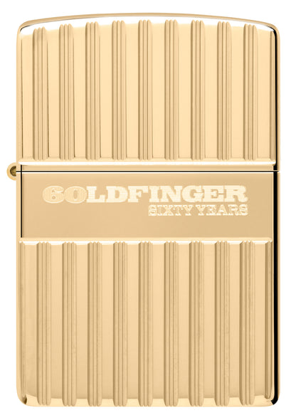 Front shot of Zippo James Bond™ 007 Goldfinger 60th Armor® High Polish Brass Windproof Lighter.