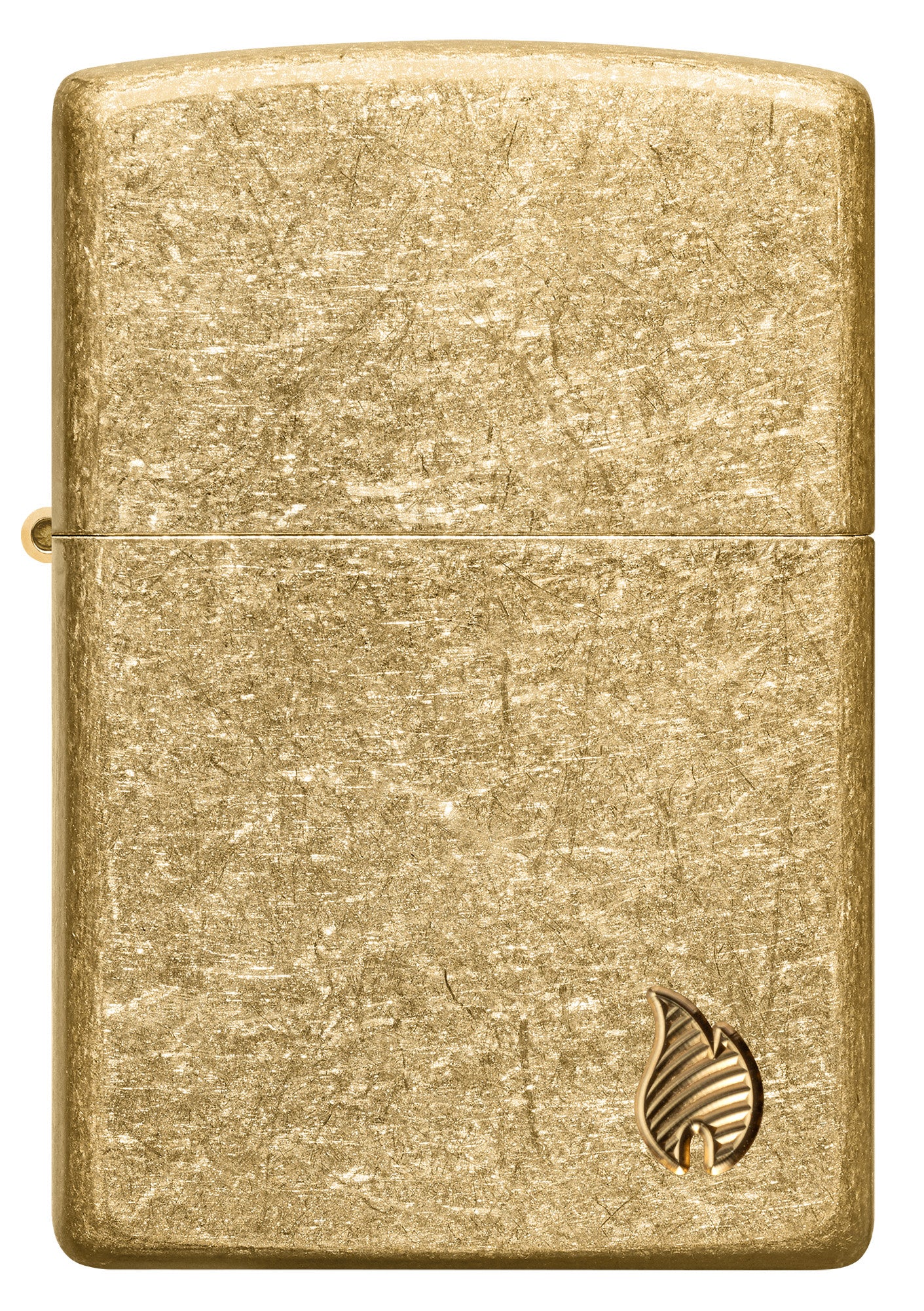 Front view of Zippo Armor® Series Flame Tumbled Brass Windproof Lighter.