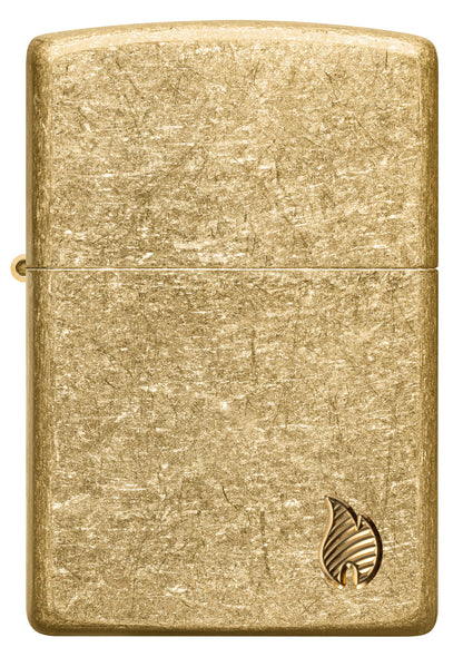 Front view of Zippo Armor® Series Flame Tumbled Brass Windproof Lighter.