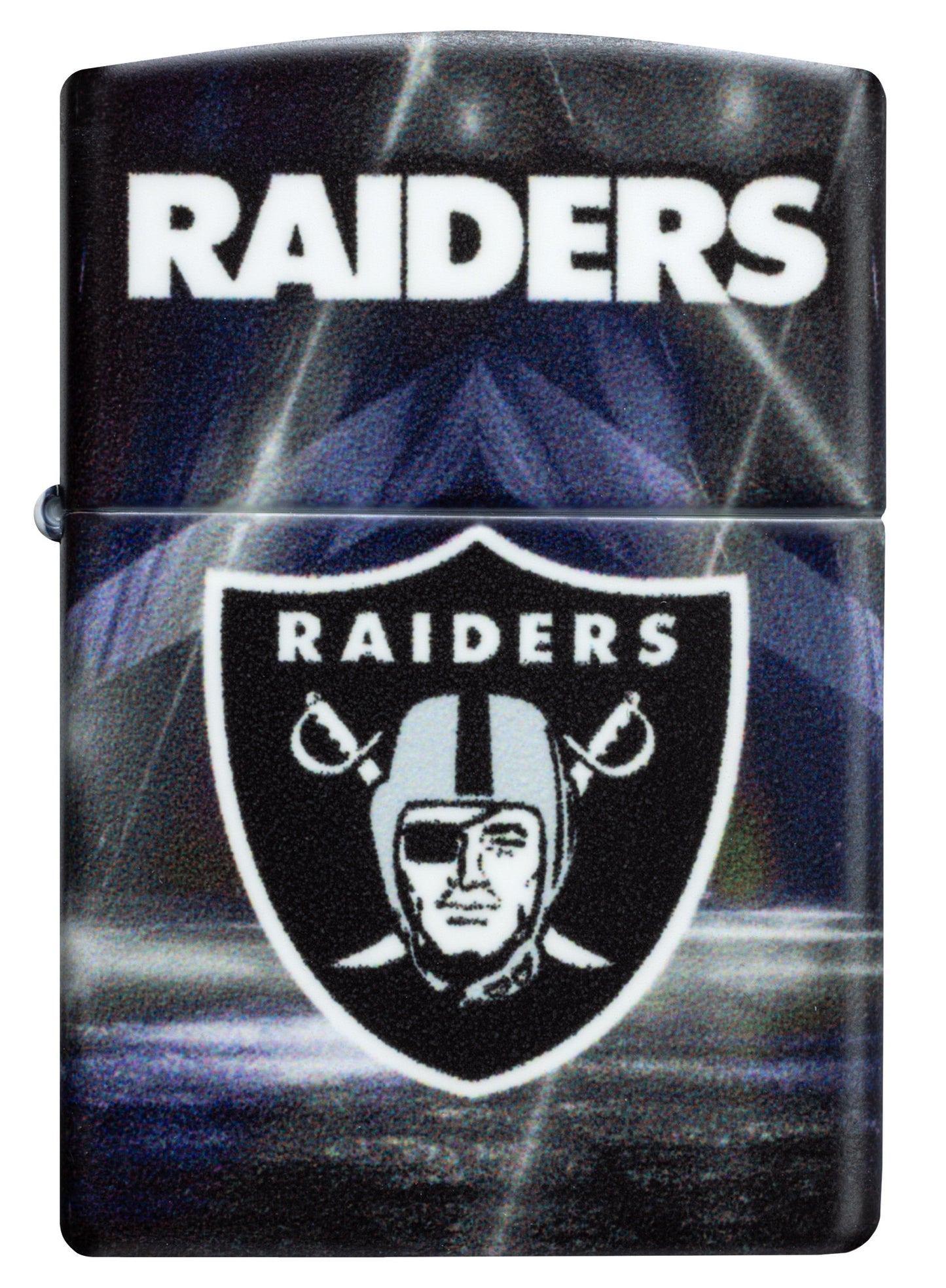 Front view of Zippo NFL Las Vegas Raiders 540 Matte Windproof Lighter.