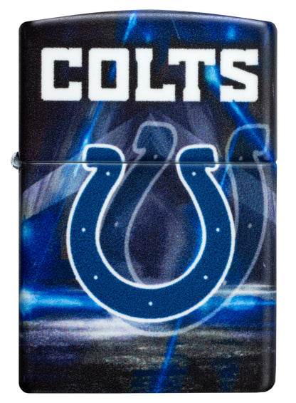 Front view of Zippo NFL Indianapolis Colts 540 Matte Windproof Lighter.