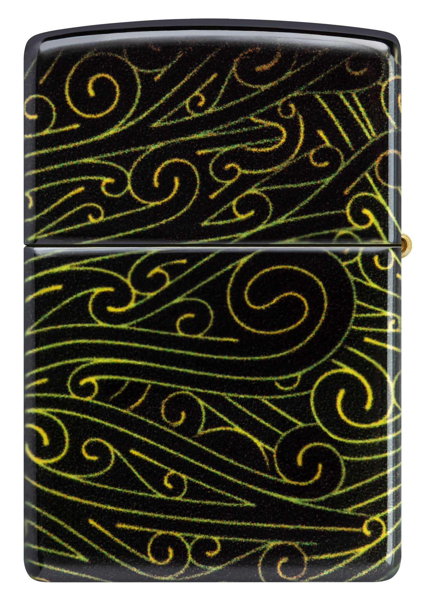 Back view of Zippo Cannabis Maze Design 540 Tumbled Brass Windproof Lighter.