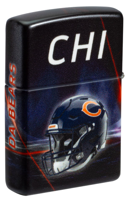 Back shot of Zippo NFL Chicago Bears 540 Matte Windproof Lighter standing at a 3/4 angle.