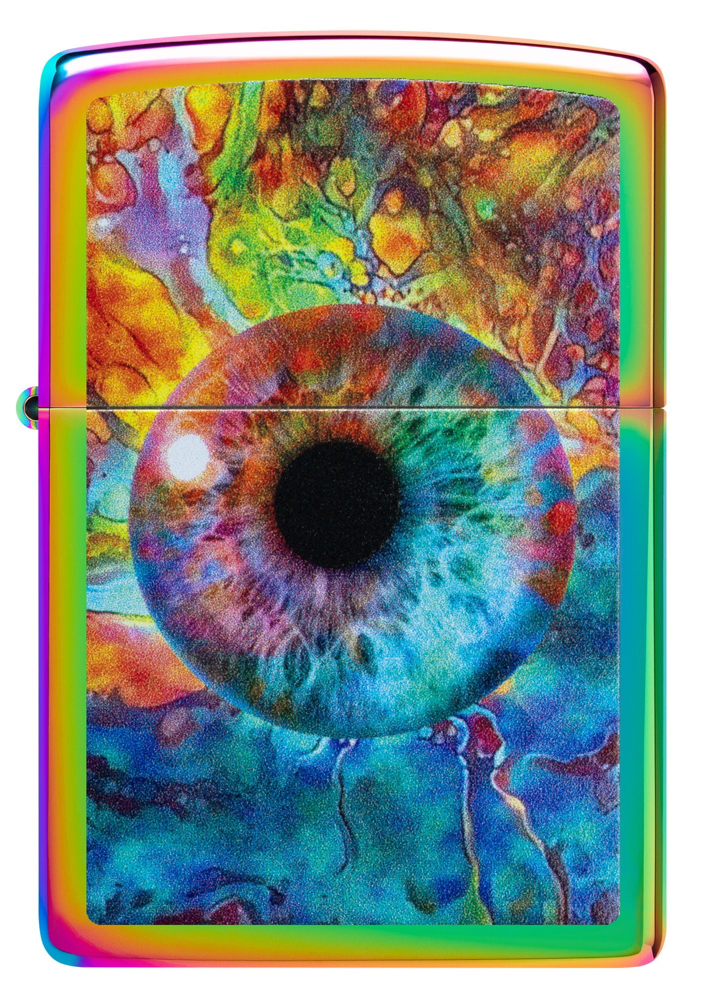 Front view of Zippo Spacey Eye Design Multi Color Windproof Lighter.