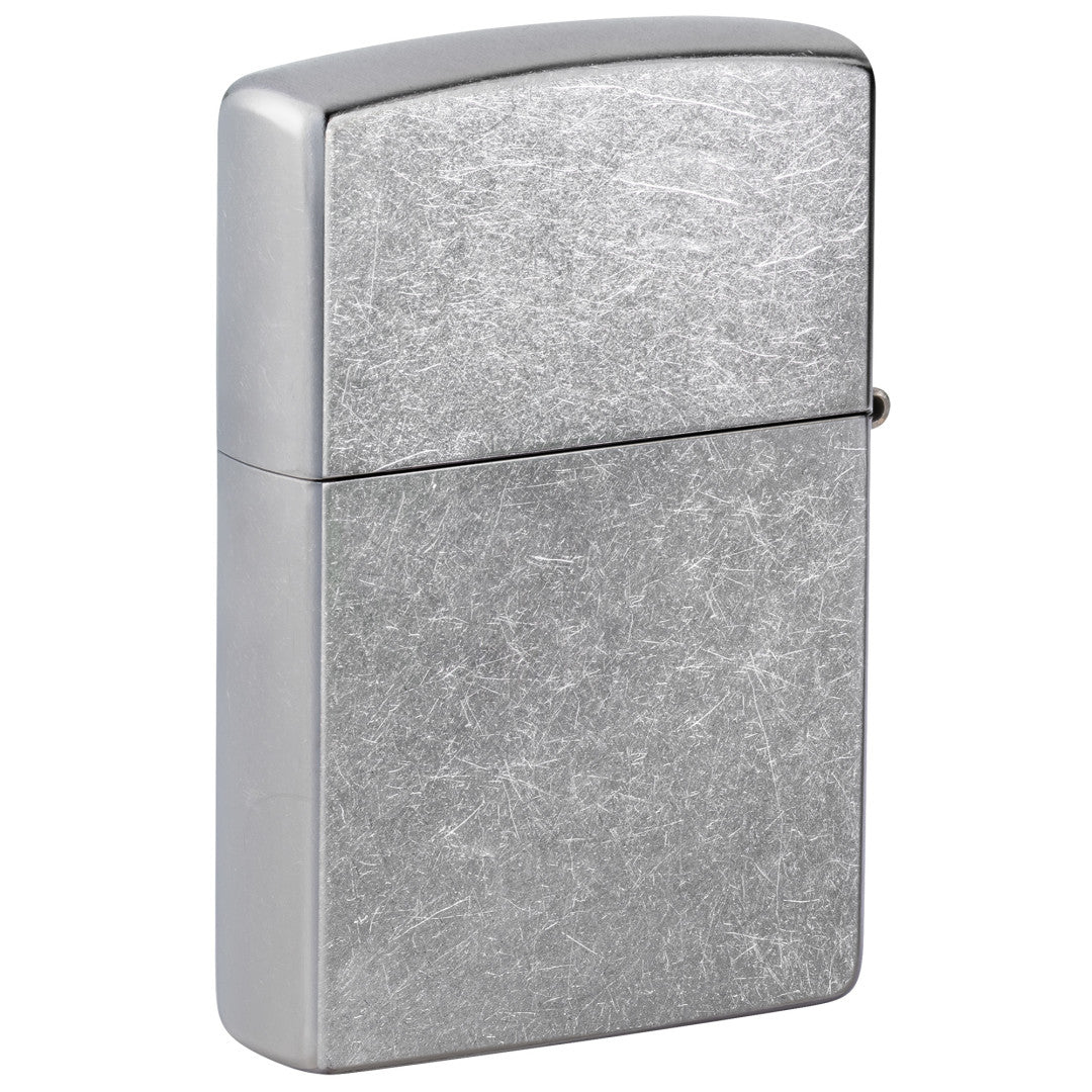 Back view of Zippo Golf Ball Marker Emblem – Lighter Design Street Chrome Windproof Lighter standing at a 3/4 angle.