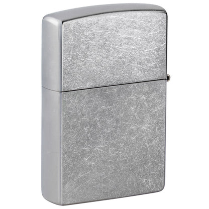 Back view of Zippo Golf Ball Marker Emblem – Lighter Design Street Chrome Windproof Lighter standing at a 3/4 angle.