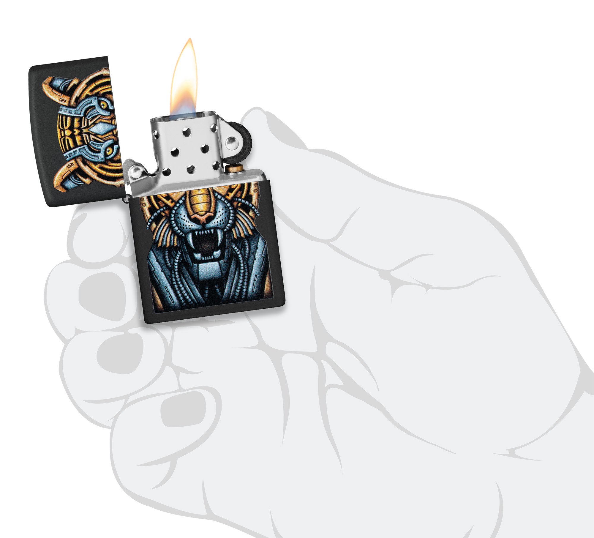 Zippo Bionic Tiger Design Black Matte Windproof Lighter – Zippo USA