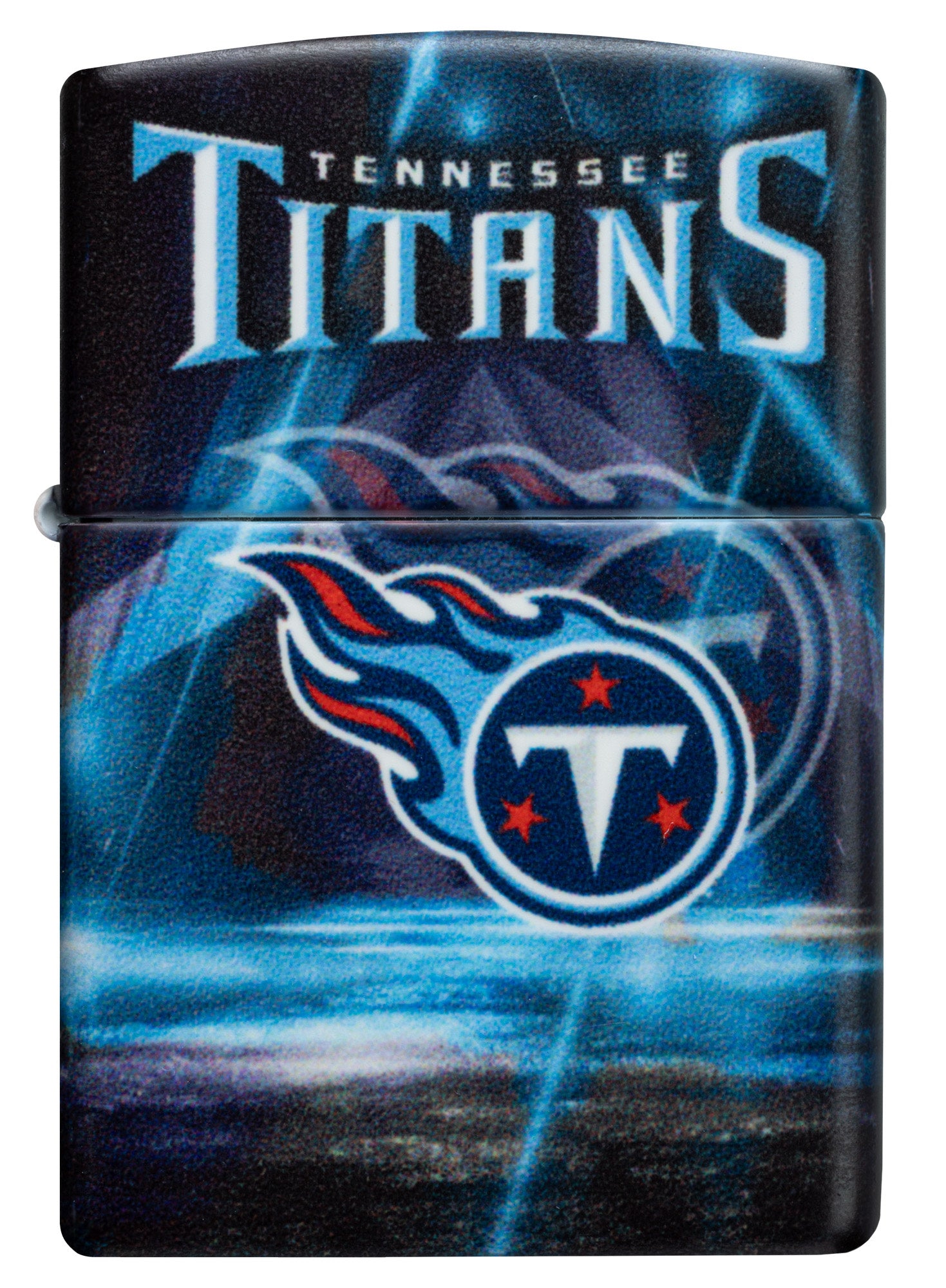 Front view of Zippo NFL Tennessee Titans 540 Matte Windproof Lighter.