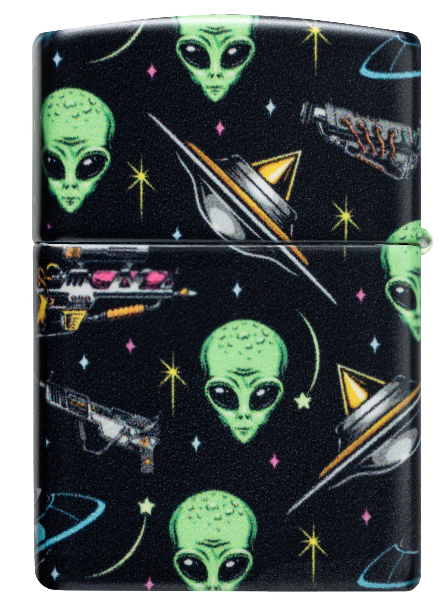 Back view of Zippo Alien Pattern Design 540 Matte Windproof Lighter.