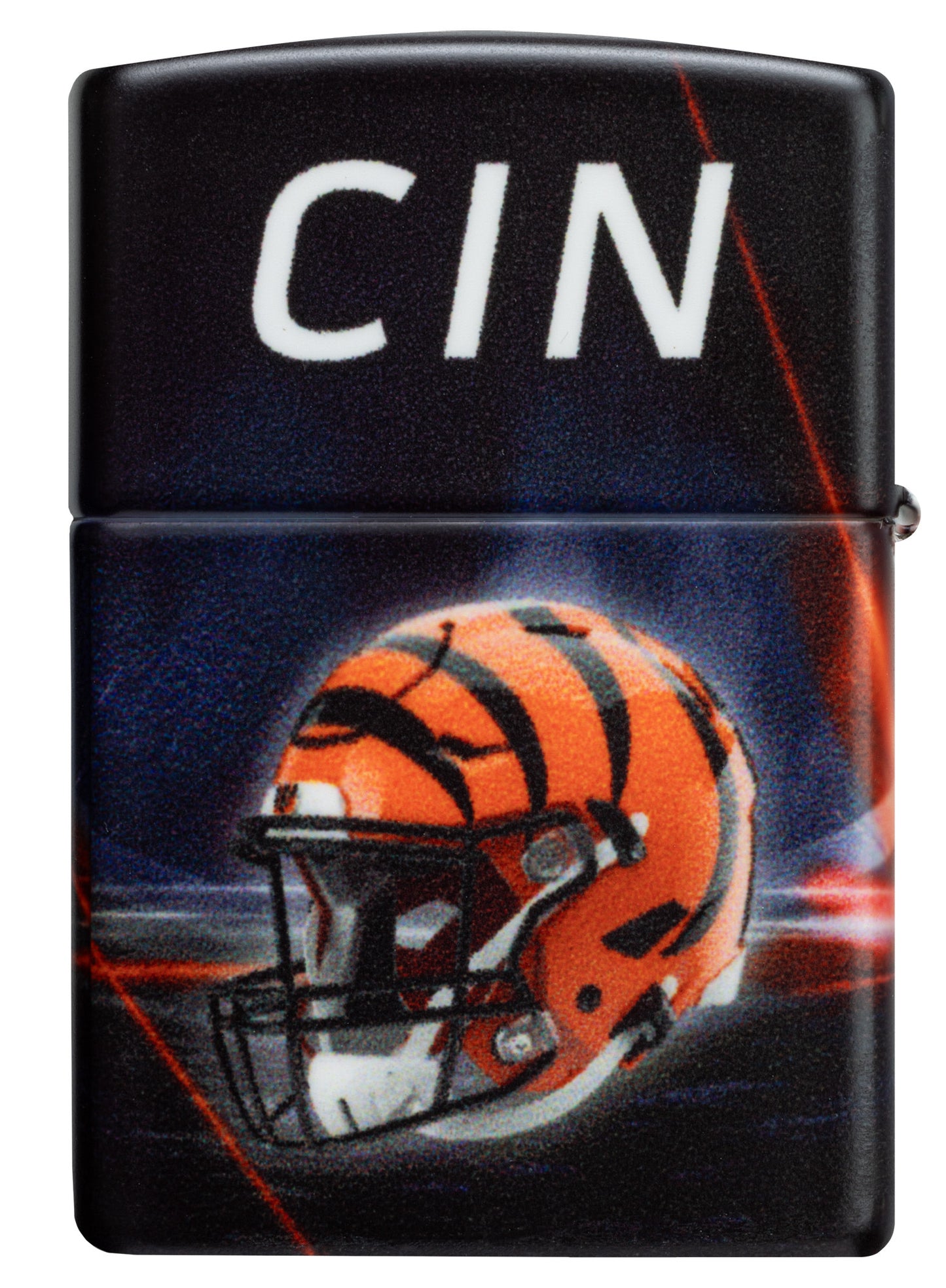 Back view of Zippo NFL Cincinnati Bengals 540 Matte Windproof Lighter.