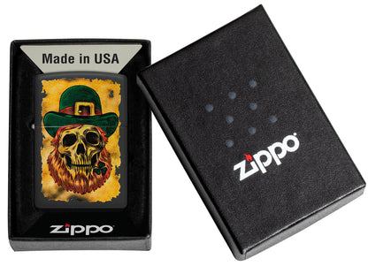 Zippo Lucky Map Design Black Matte Windproof Lighter in its packaging.