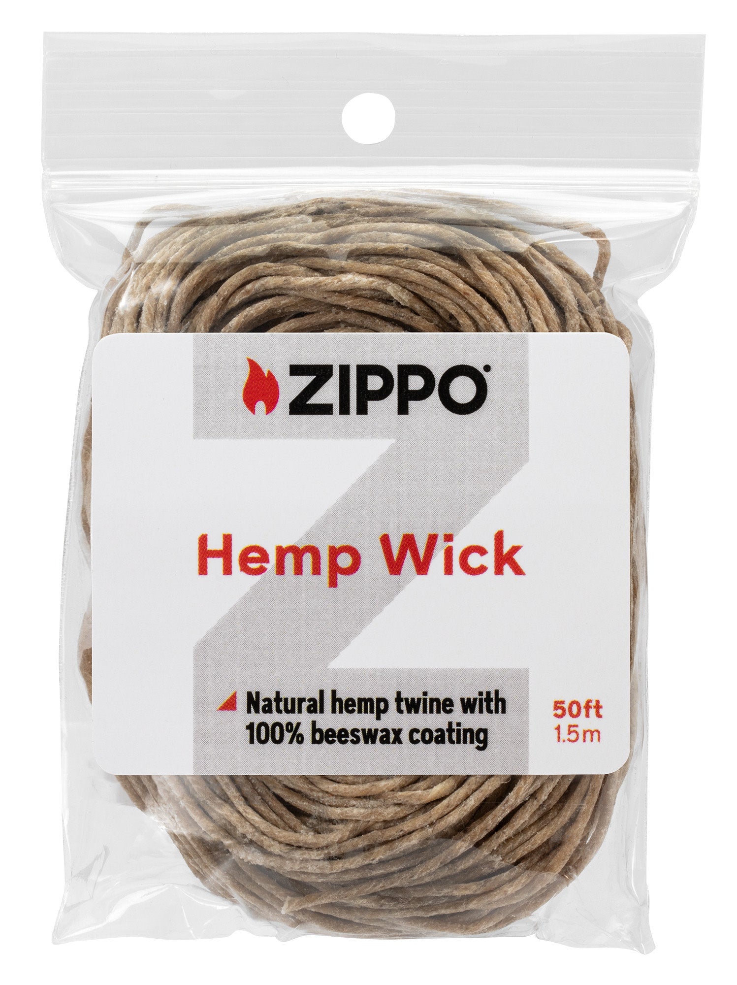 Front view of Zippo Hemp Wick 50 Ft Roll.