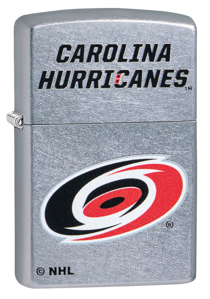 Front of NHL Carolina Hurricanes Street Chrome™  Windproof Lighter standing at a 3/4 angle