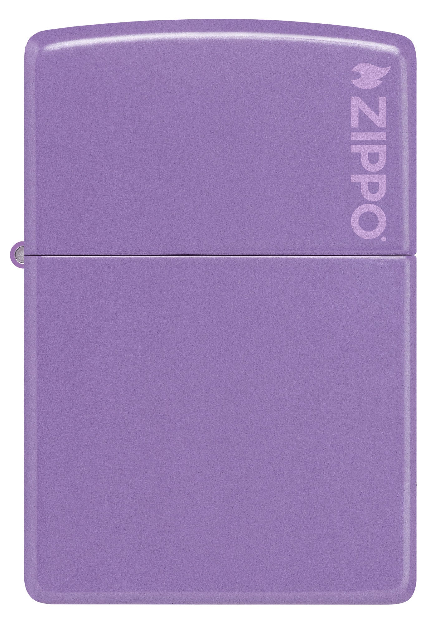 Front view of Zippo Classic Smoky Lavender Zippo Logo Windproof Lighter.