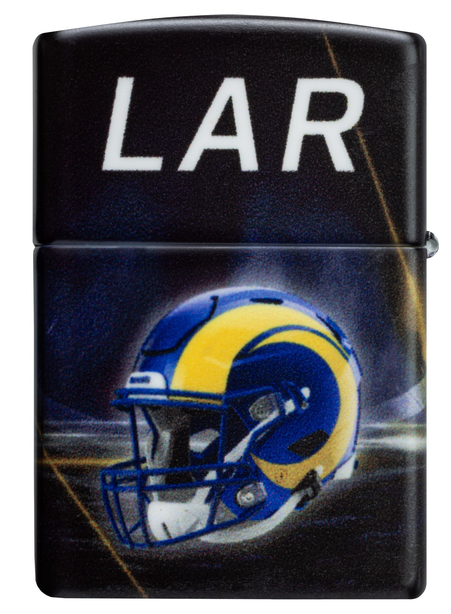 Back view of Zippo NFL Los Angeles Rams 540 Matte Windproof Lighter.