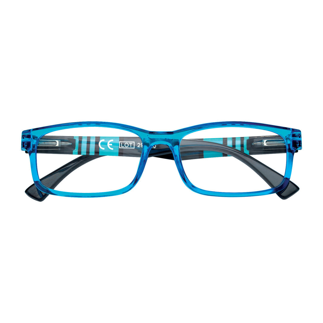 Striped Temple Reading Glasses - Blue