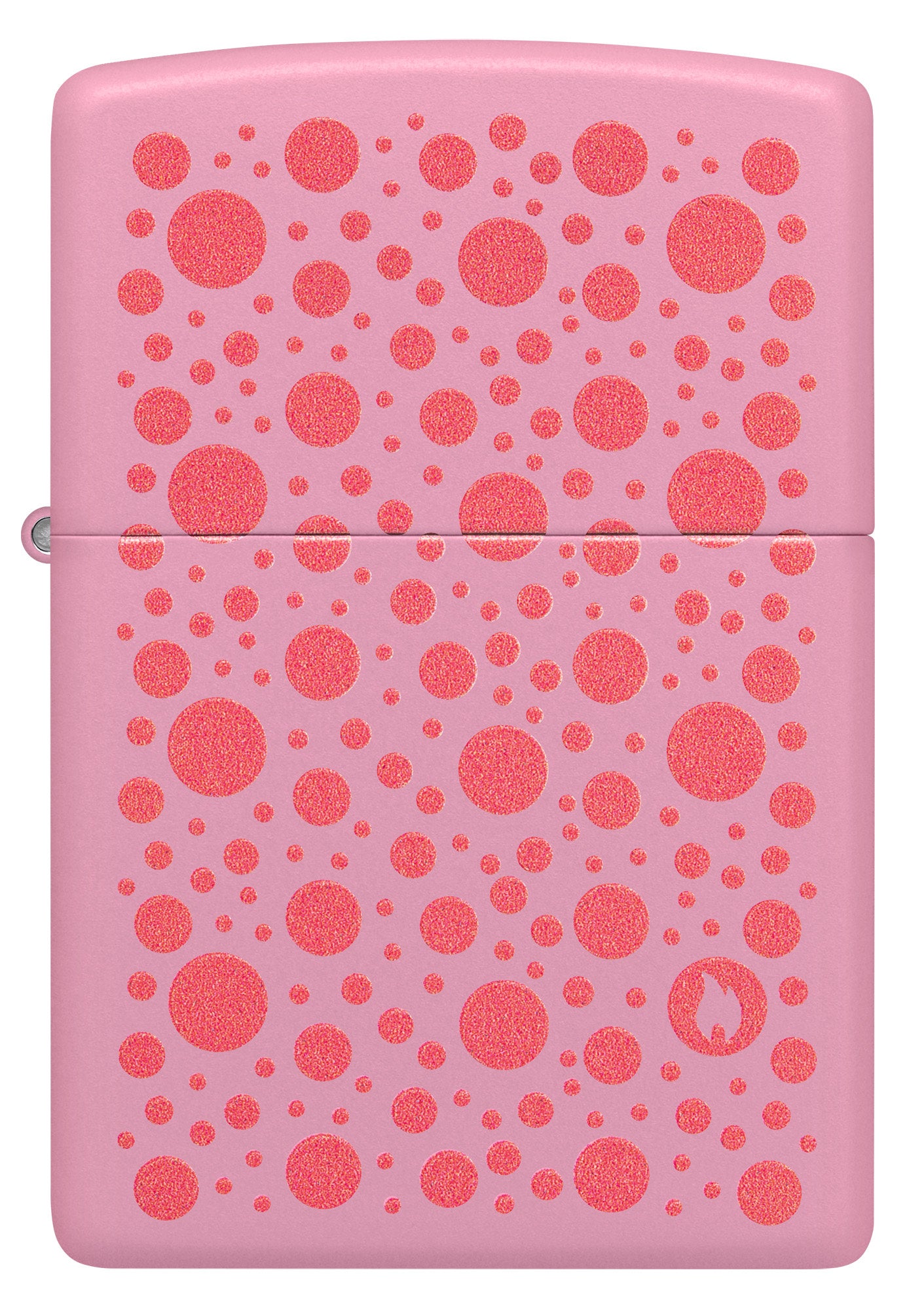 Front view of Zippo Polka Dot Design Pink Matte Windproof Lighter.