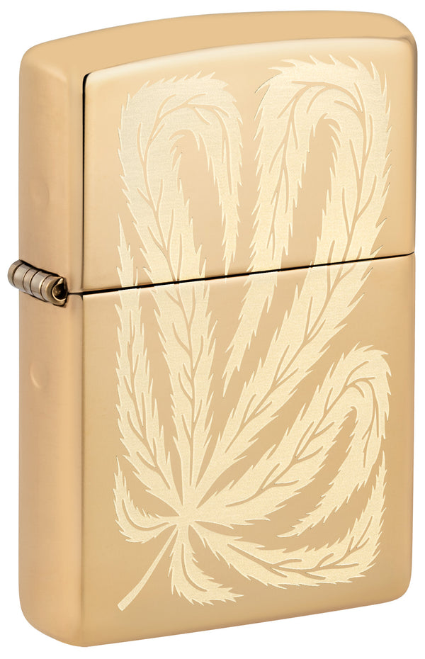 Zippo Leaf Feather Design High Polish Brass Windproof Lighter – Zippo USA