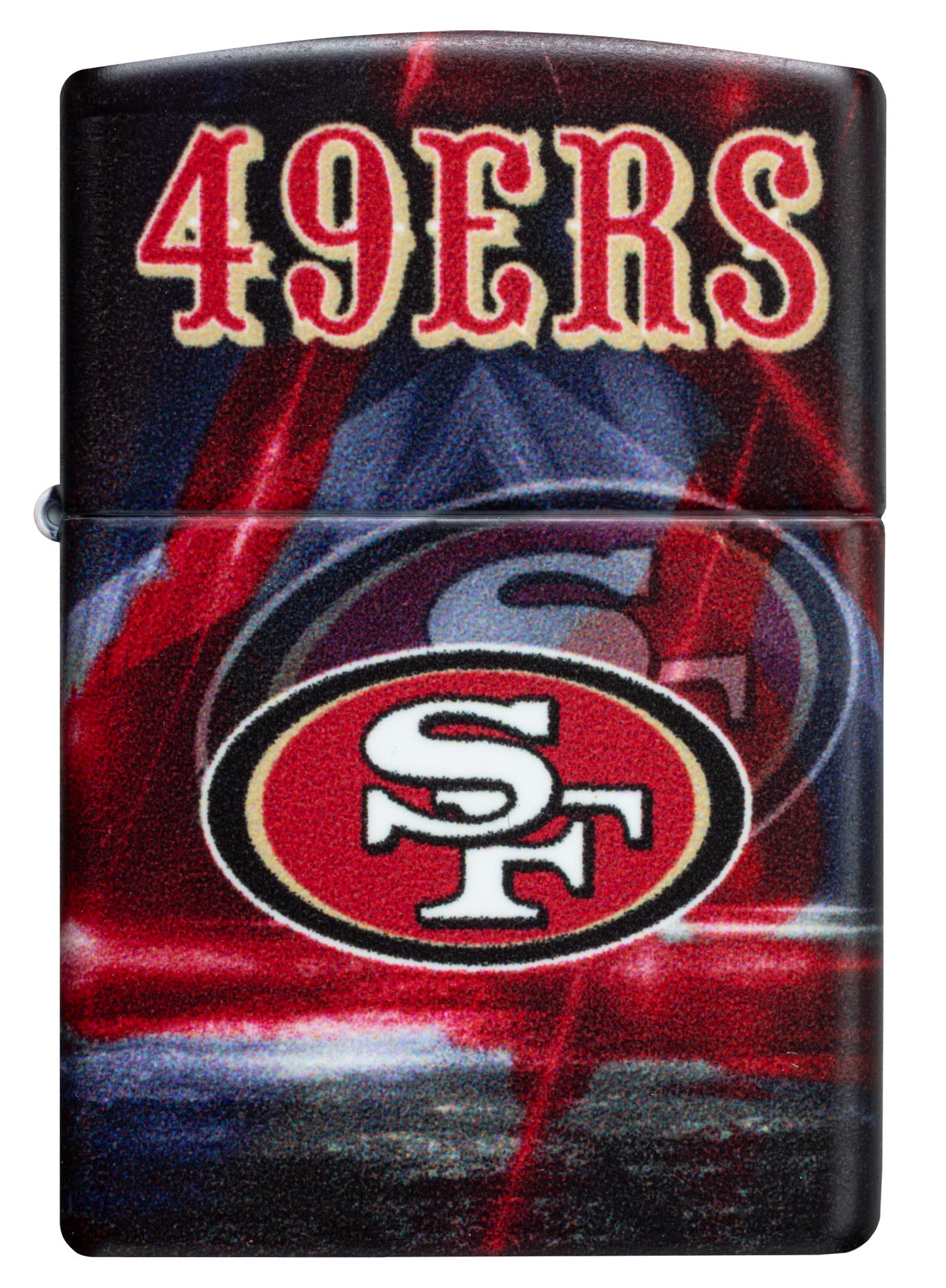 Front view of Zippo NFL San Francisco 49ers 540 Matte Windproof Lighter.