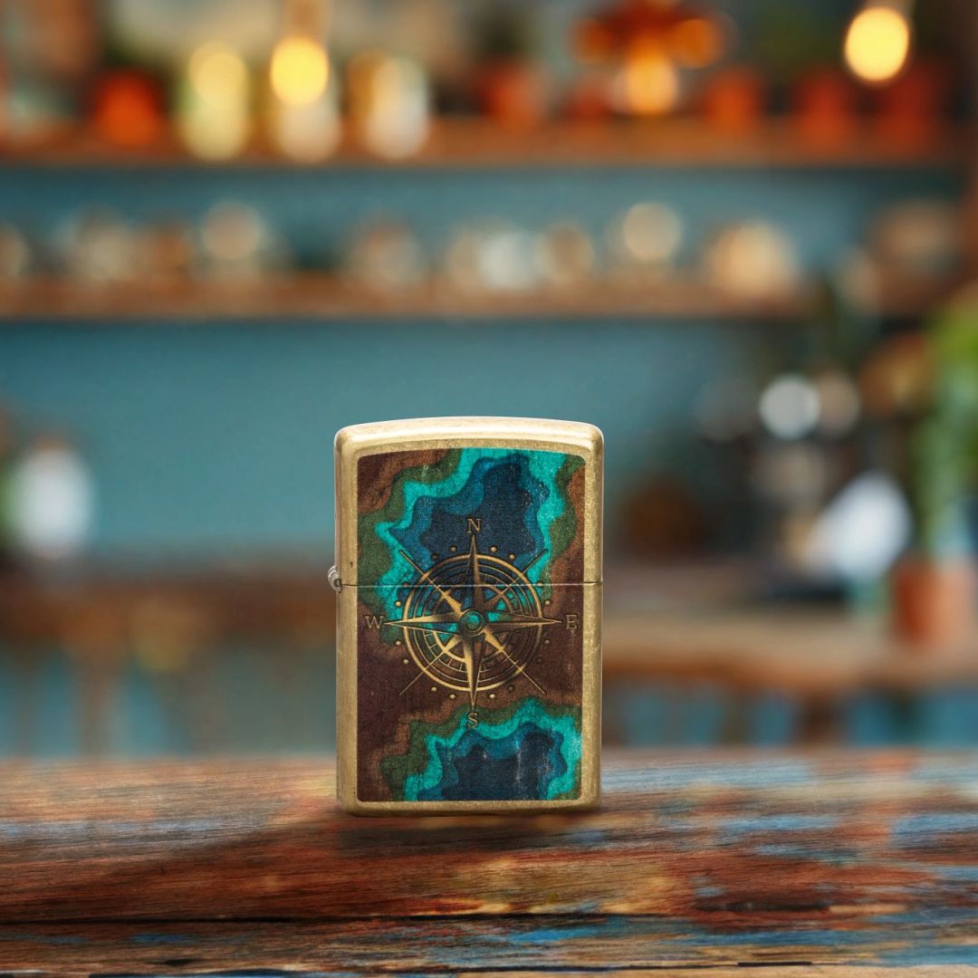 Zippo Topo Compass Design Street Brass Windproof Lighter – Zippo USA