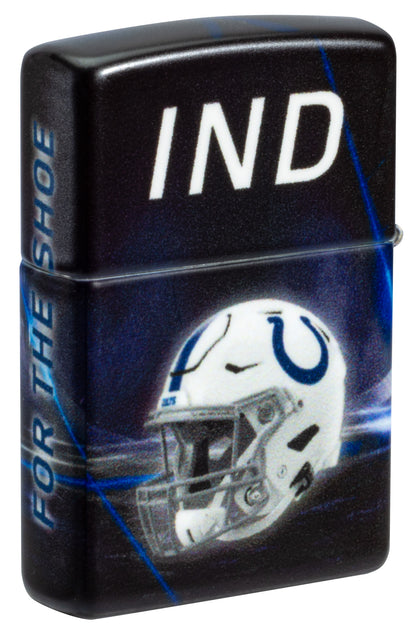 Back shot of Zippo NFL Indianapolis Colts 540 Matte Windproof Lighter standing at a 3/4 angle.