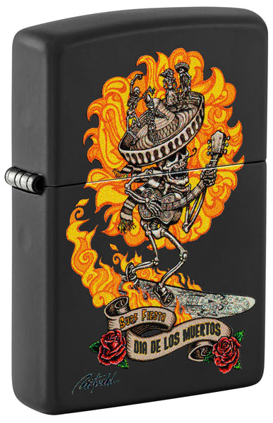 Rietveld Day of the Dead Design Black Matte Windproof Lighter
