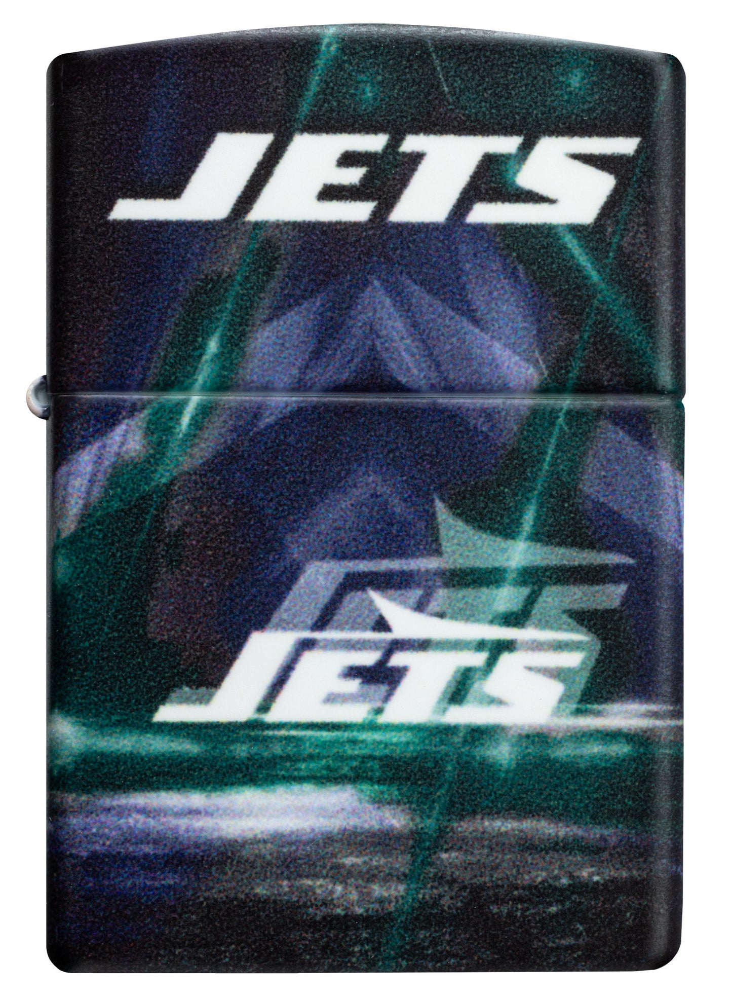 Front view of Zippo NFL New York Jets 540 Matte Windproof Lighter.