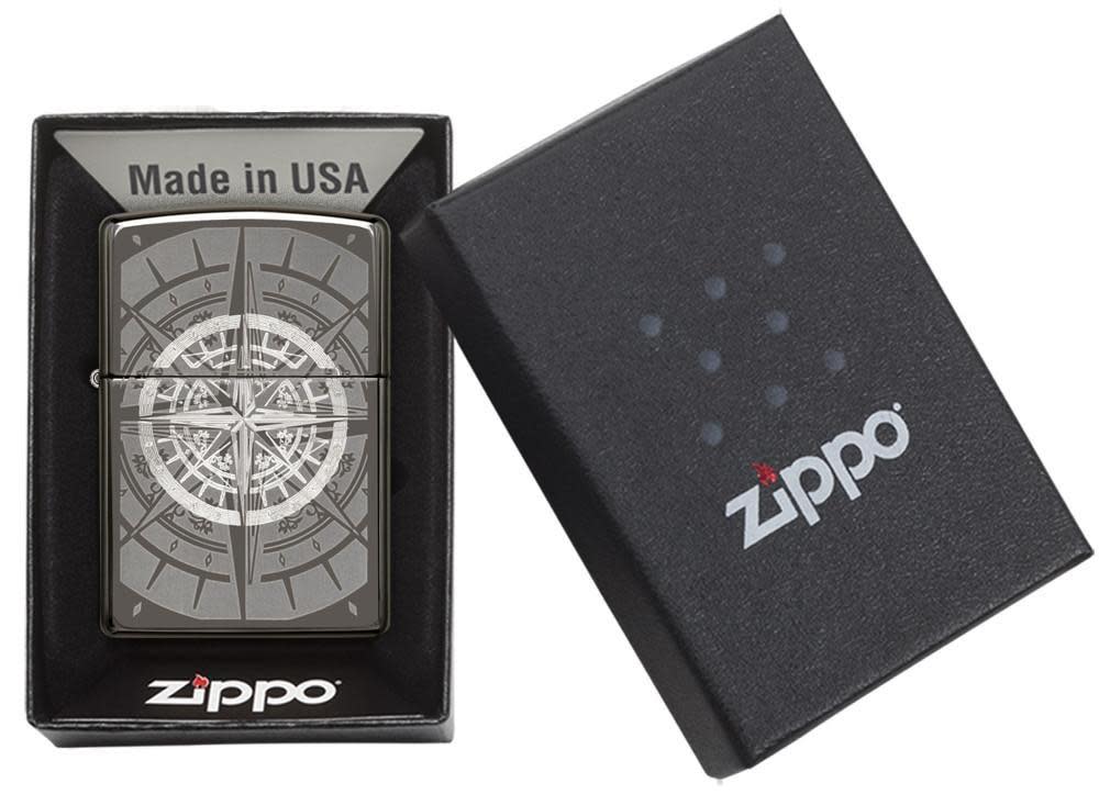 Engraved Compass Black Ice® windproof Lighter – Zippo USA