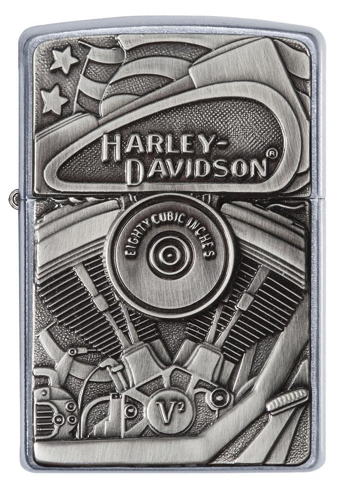 Zippo Lighter - Harley Davidson Knucklehead Brushed Chrome